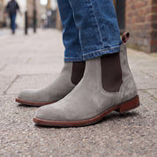 Men's Light Gray Suede Chelsea Boots — Addingham