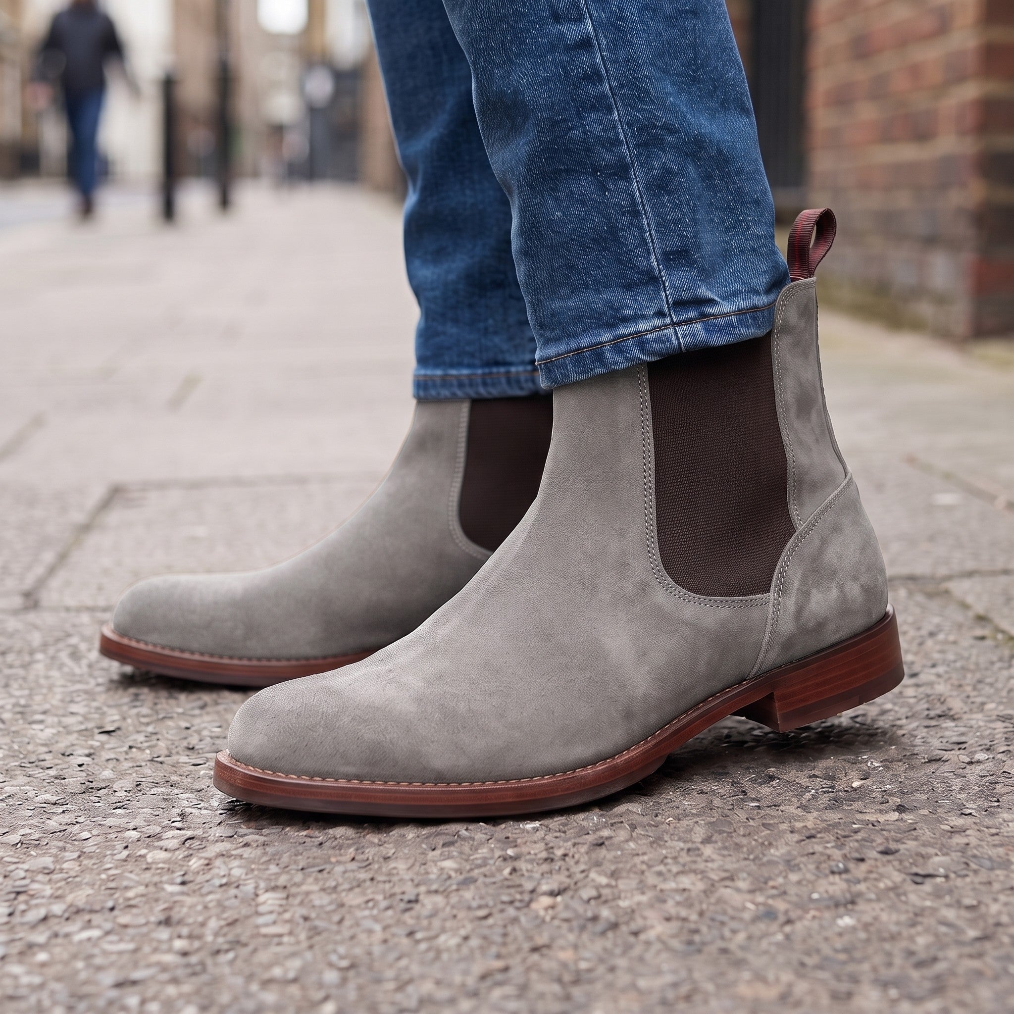 Men's Light Gray Suede Chelsea Boots — Addingham