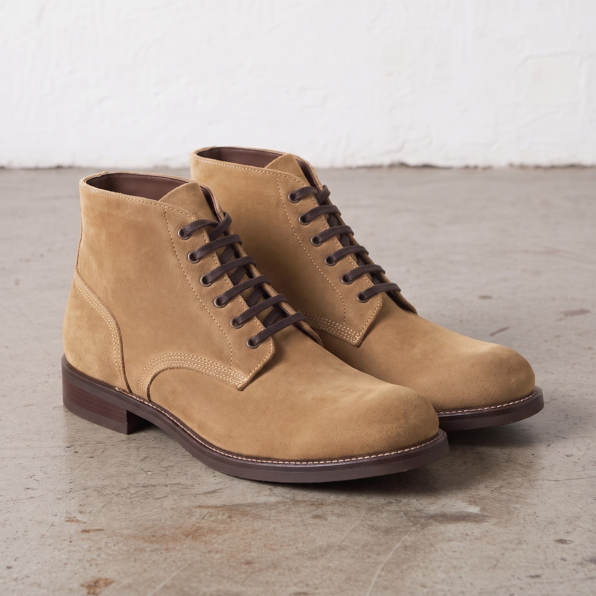 Men's Tan Plain-Toe Suede Ankle Boots — Wallingford