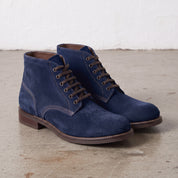 Men's Navy Blue Plain-Toe Suede Ankle Boots — Wallingford