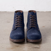 Men's Navy Blue Plain-Toe Suede Ankle Boots — Wallingford