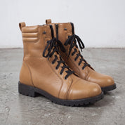 Men's Tan Cap-Toe Leather Combat Boots — Storey
