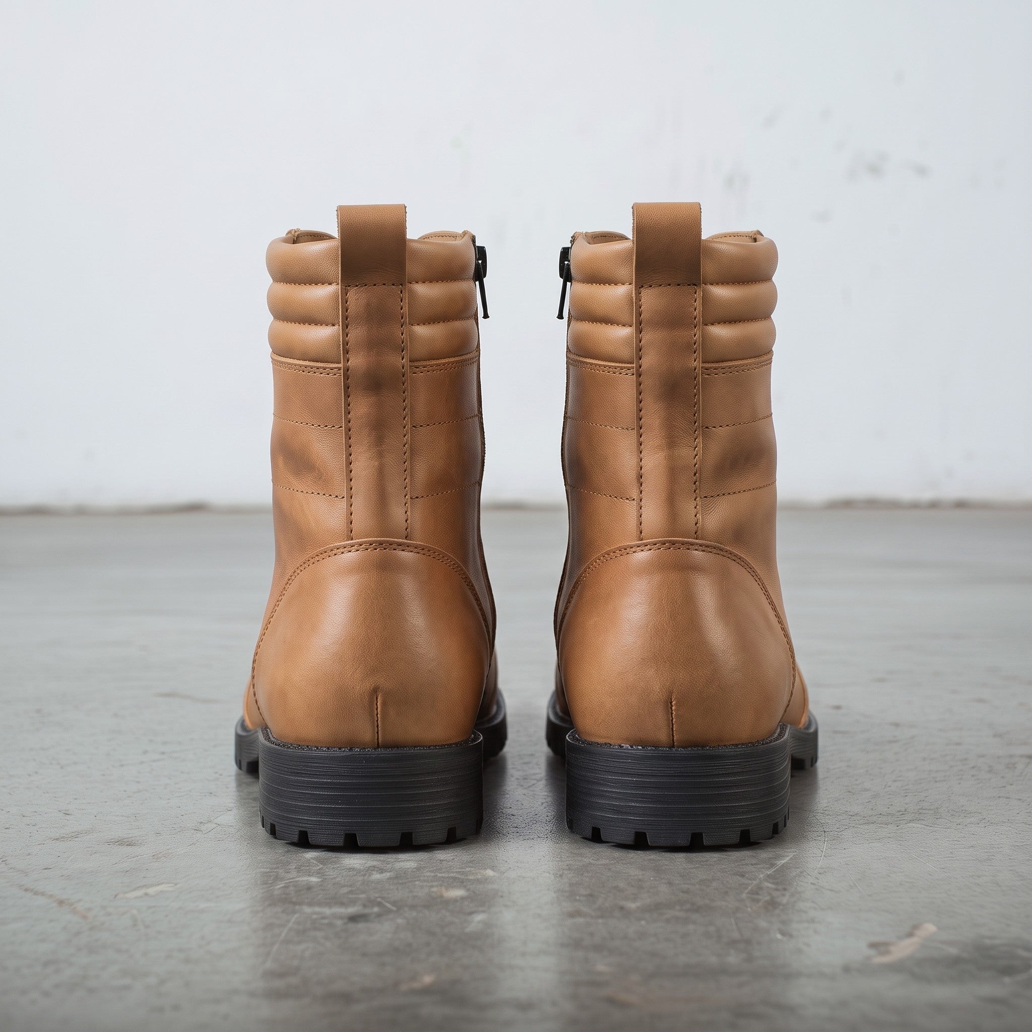 Men's Tan Cap-Toe Leather Combat Boots — Storey