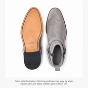 Men's Light Gray Plain-Toe Suede Harness Boots — Dalton