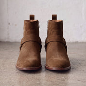 Men's Brown Plain-Toe Suede Harness Boots — Dalton