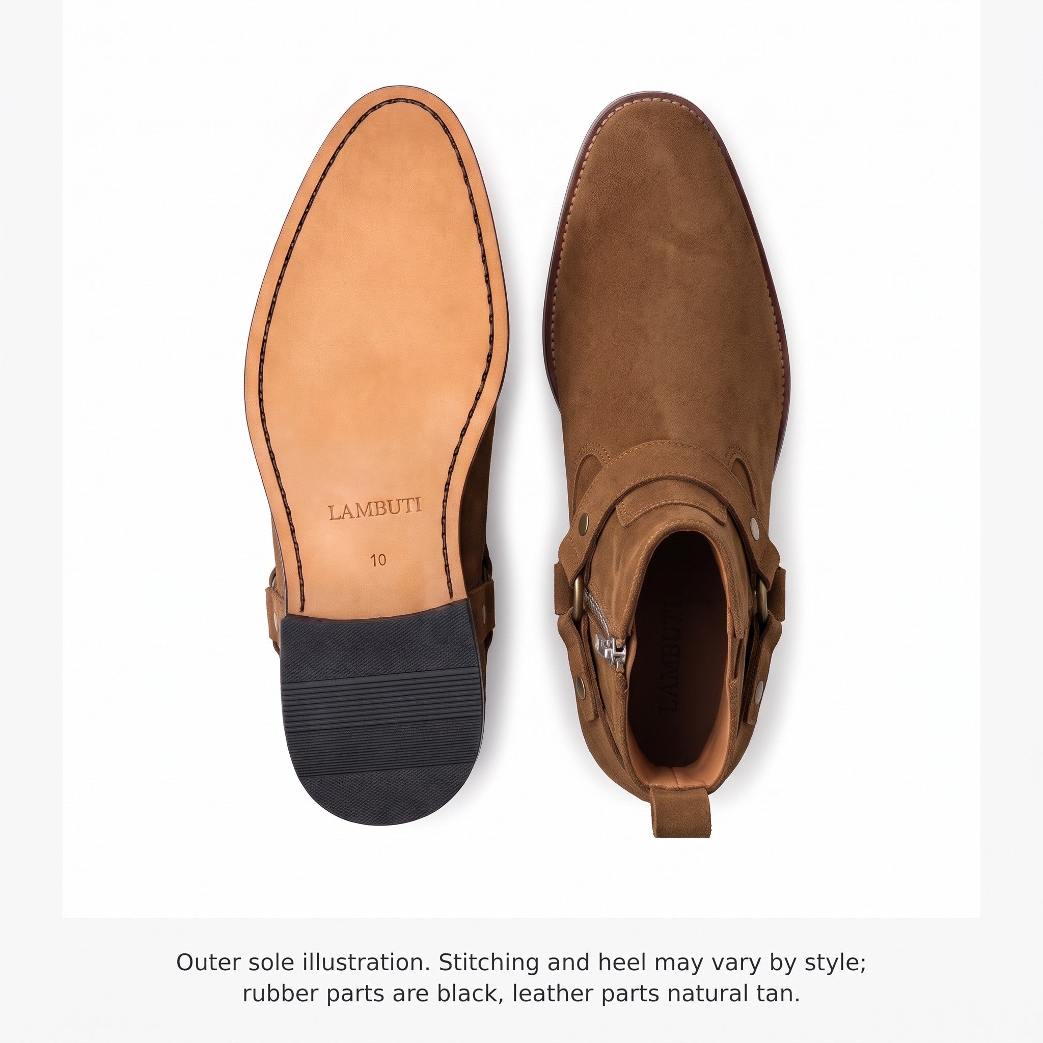 Men's Brown Plain-Toe Suede Harness Boots — Dalton