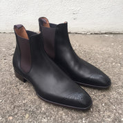 Handmade Men's Black Leather Chelsea Ankle Boots — Allington