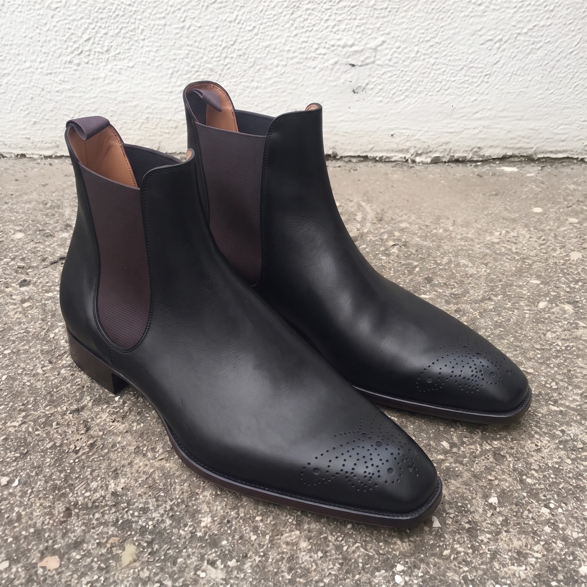 Handmade Men's Black Leather Chelsea Ankle Boots — Allington
