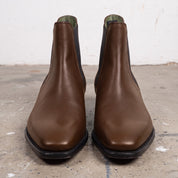 Men's Brown and Black Plain-Toe Leather Chelsea Boots — Clawton