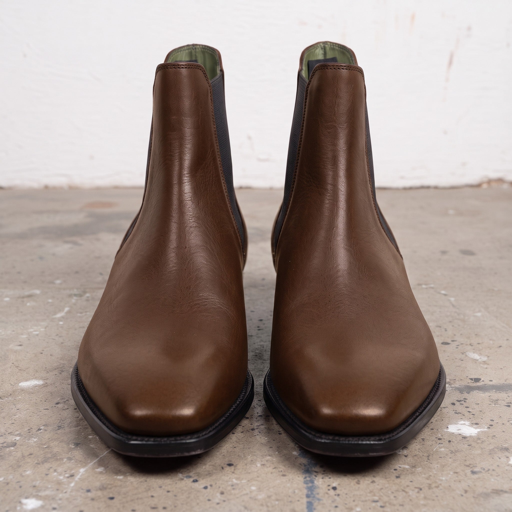 Men's Brown and Black Plain-Toe Leather Chelsea Boots — Clawton