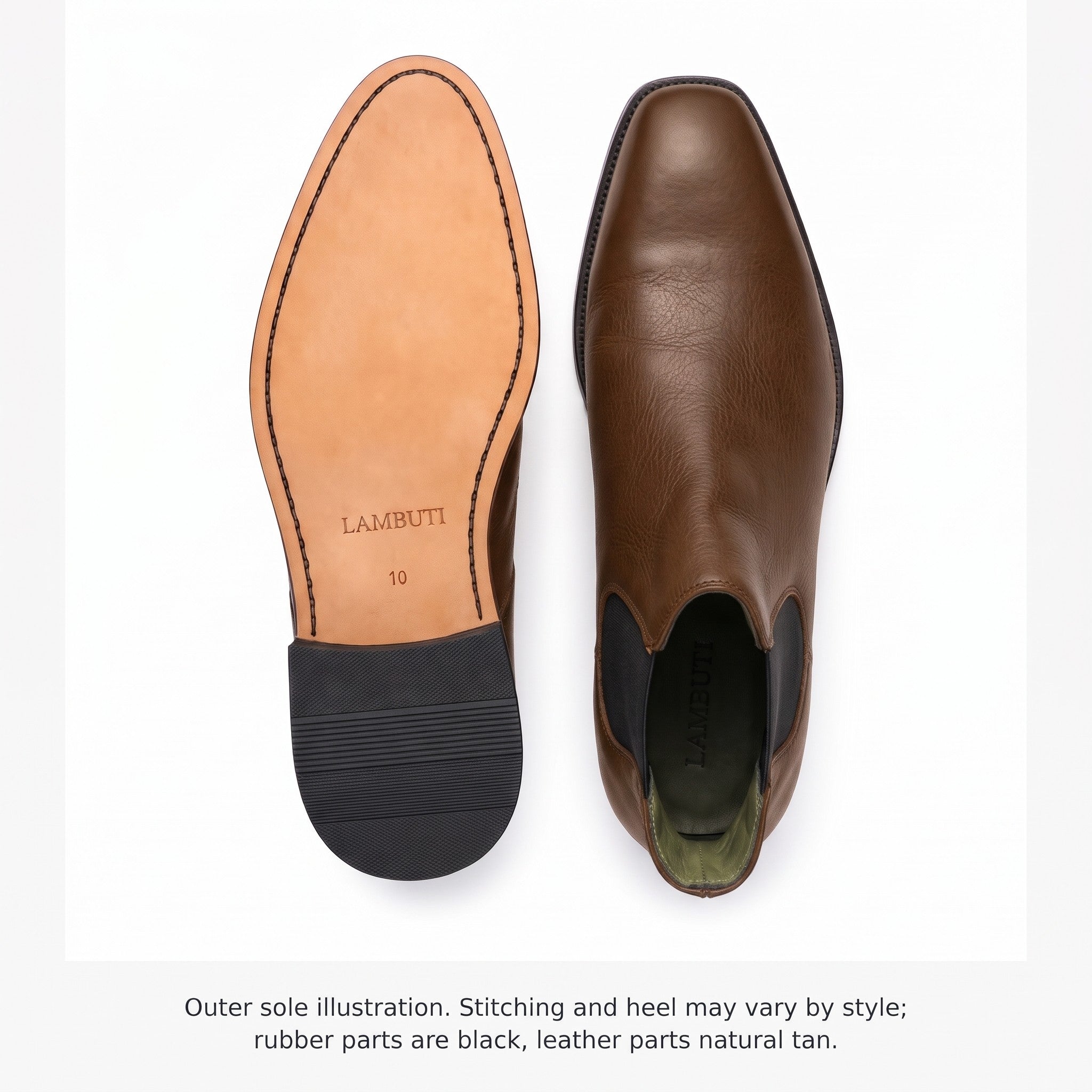 Men's Brown and Black Plain-Toe Leather Chelsea Boots — Clawton