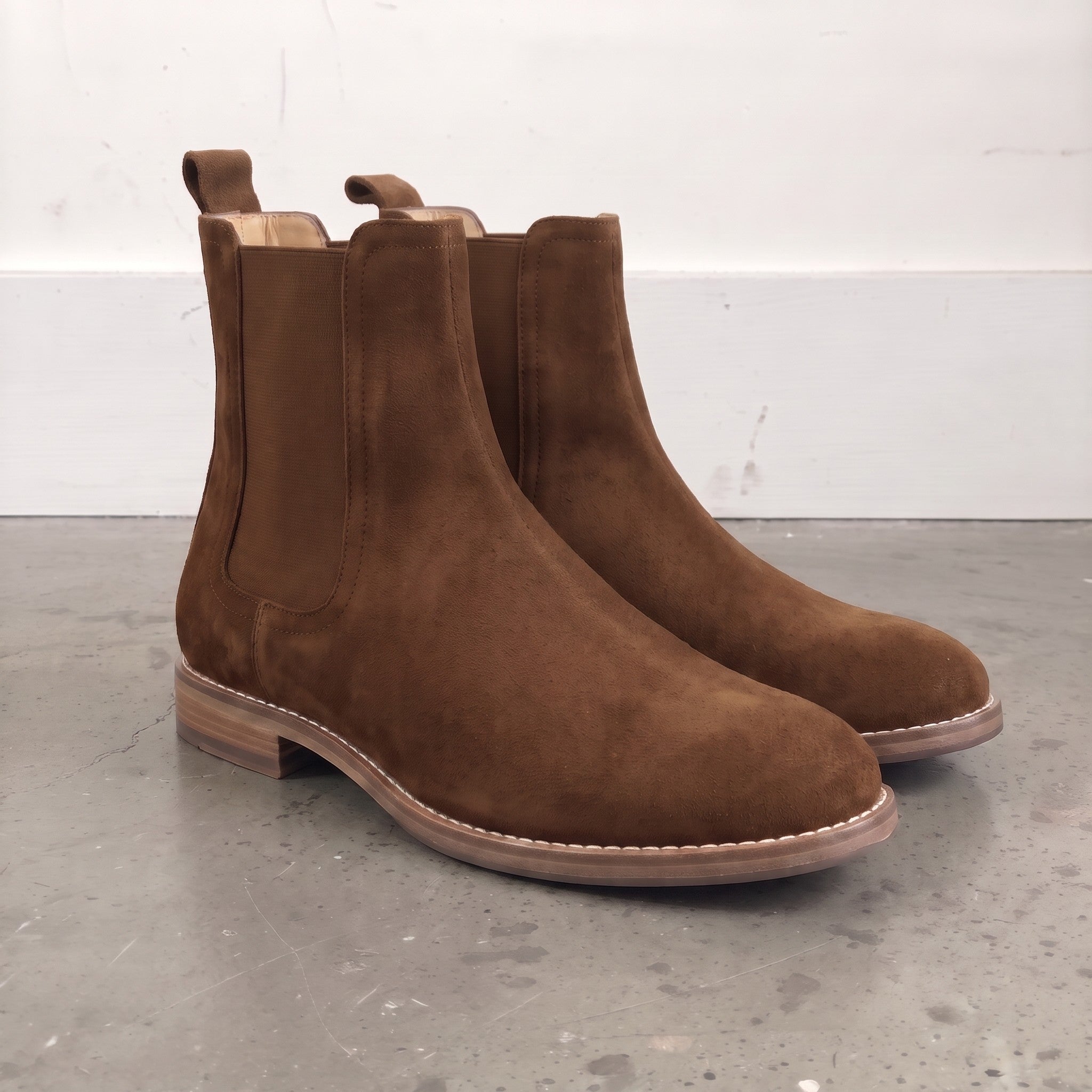 Men's Brown Suede Chelsea Ankle Boots — Denlow