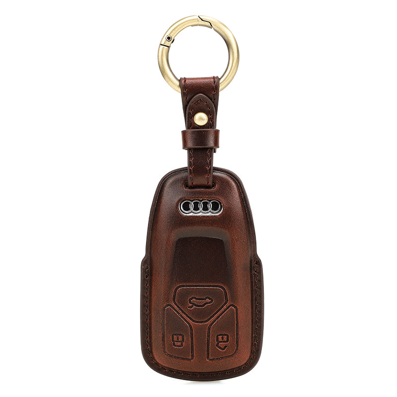 Custom Genuine Leather Car Key Protector for Audi Models