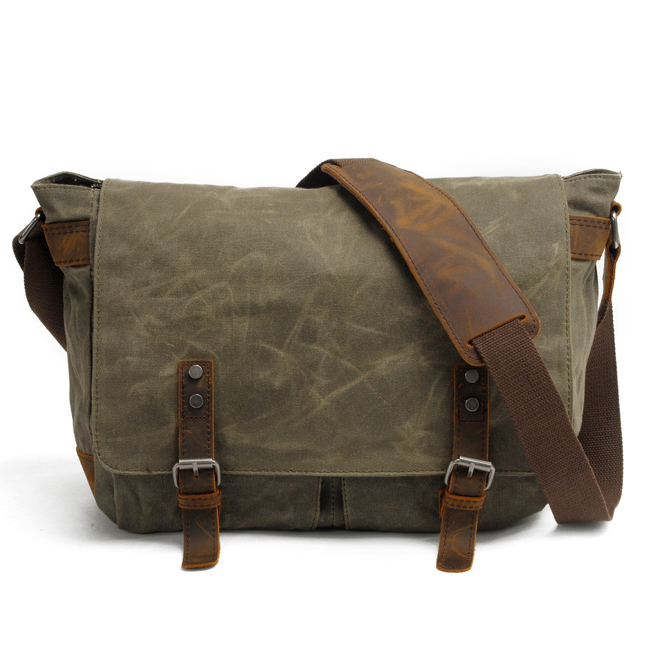 crossbody travel canvas designer bag women Grey and Brown Canvas Messenger Bag