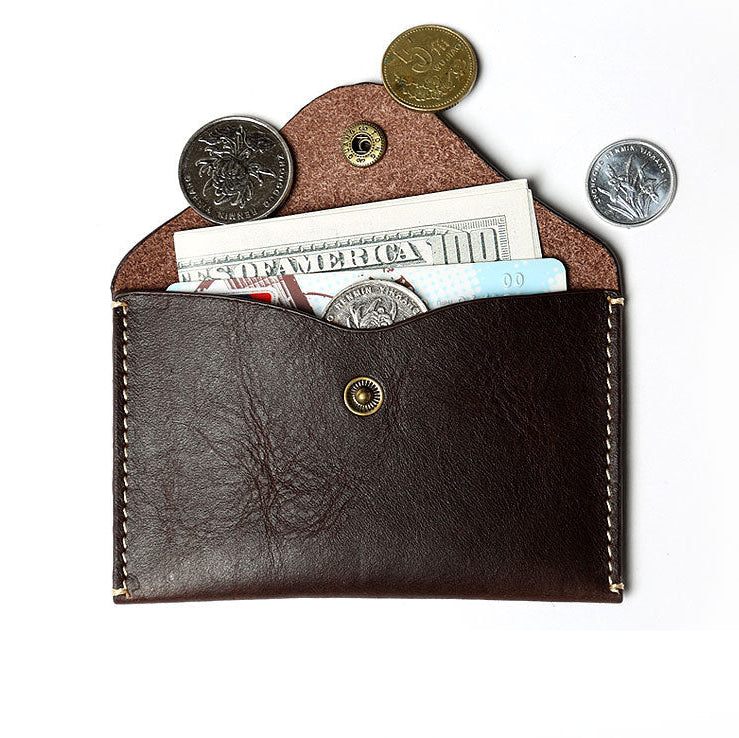 Custom Vintage Snap Closure Genuine Leather Men’s Card Holder & Money Pouch
