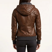 Women's Brown Leather Bomber Jacket — Dunthorpe