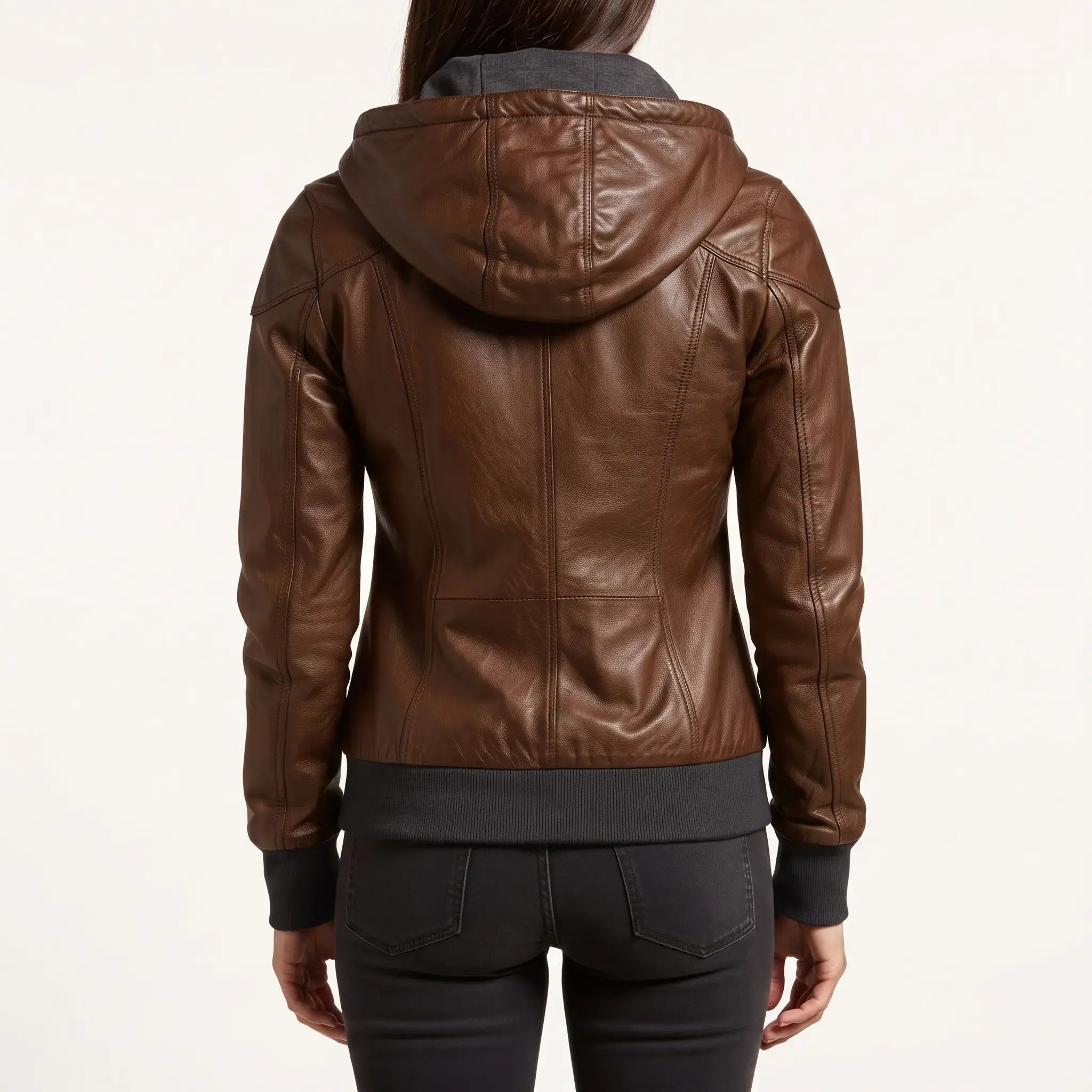 Women's Brown Leather Bomber Jacket — Dunthorpe