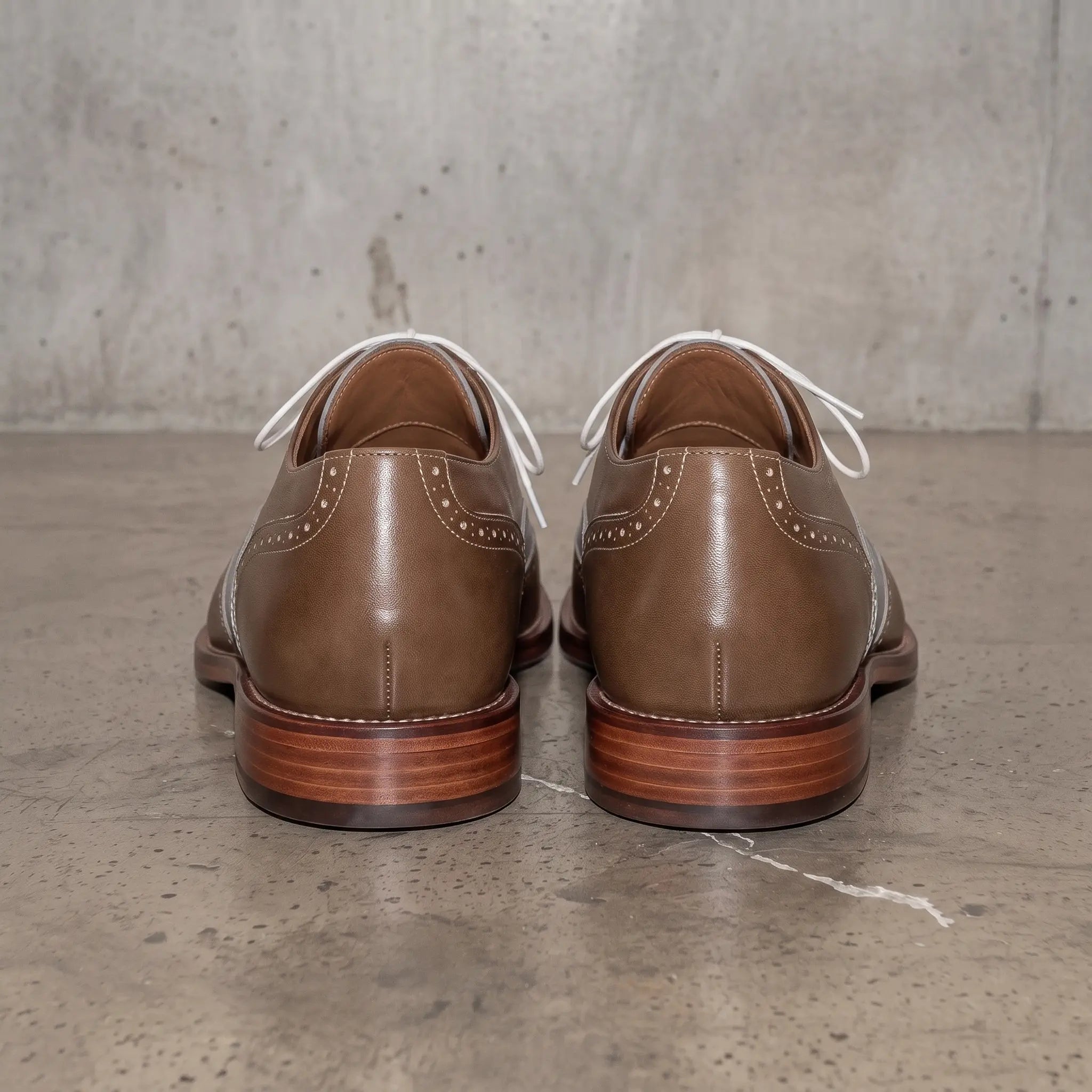 Men's Brown and Grey Two-Tone Wingtip Leather Spectator Oxfords — Edgeley