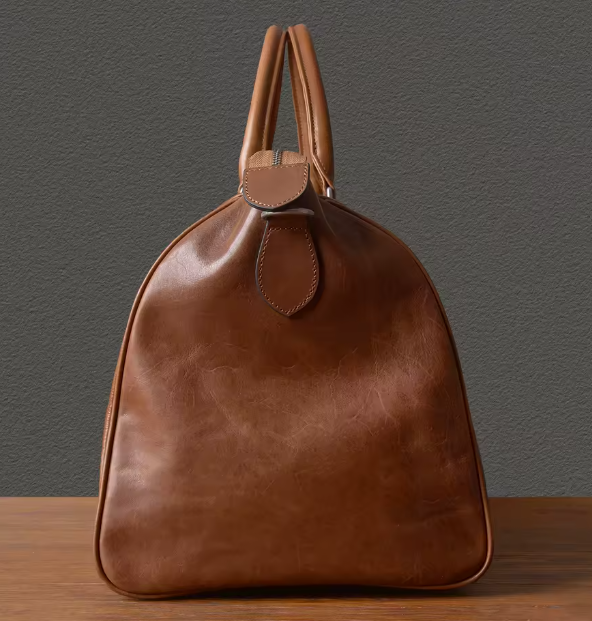 Men's Luxury Weekender Leather Luggage Duffel Travel Bag