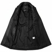 Men's Black Leather Trench Coat