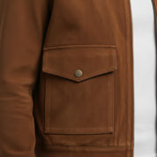 Handmade Men’s Suede Trucker Jacket with Flap Pockets