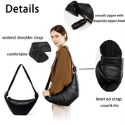 Women's Genuine Leather  Croissant Crossbody Bag - Slouchy Hobo Bag
