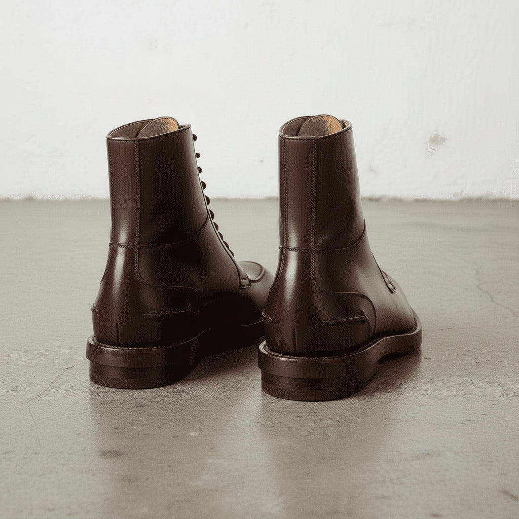 Handcrafted Dark Brown Men's Lace-Up Ankle Boot