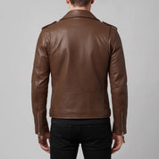 Men's Brown Leather Biker Jacket — Deaville