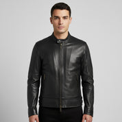 Handmade Men Black Leather Slim Fit Jacket, Men Biker Jacket, Motorcycle Jacket