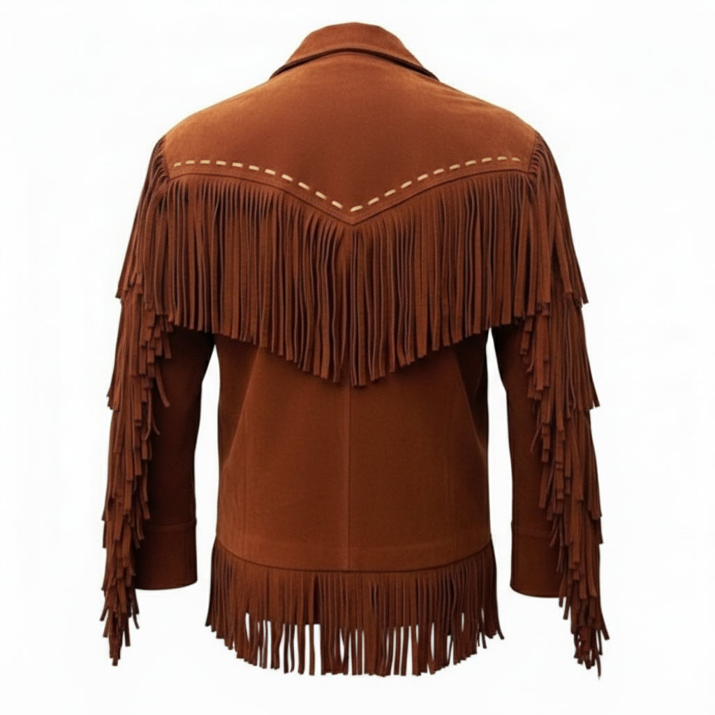 Handmade Men's Tan Western Suede Cowboy Jacket