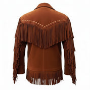 Handmade Men's Tan Western Suede Cowboy Jacket