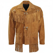 Handmade Men's Genuine Suede Western Cowboy Jacket with Fringes