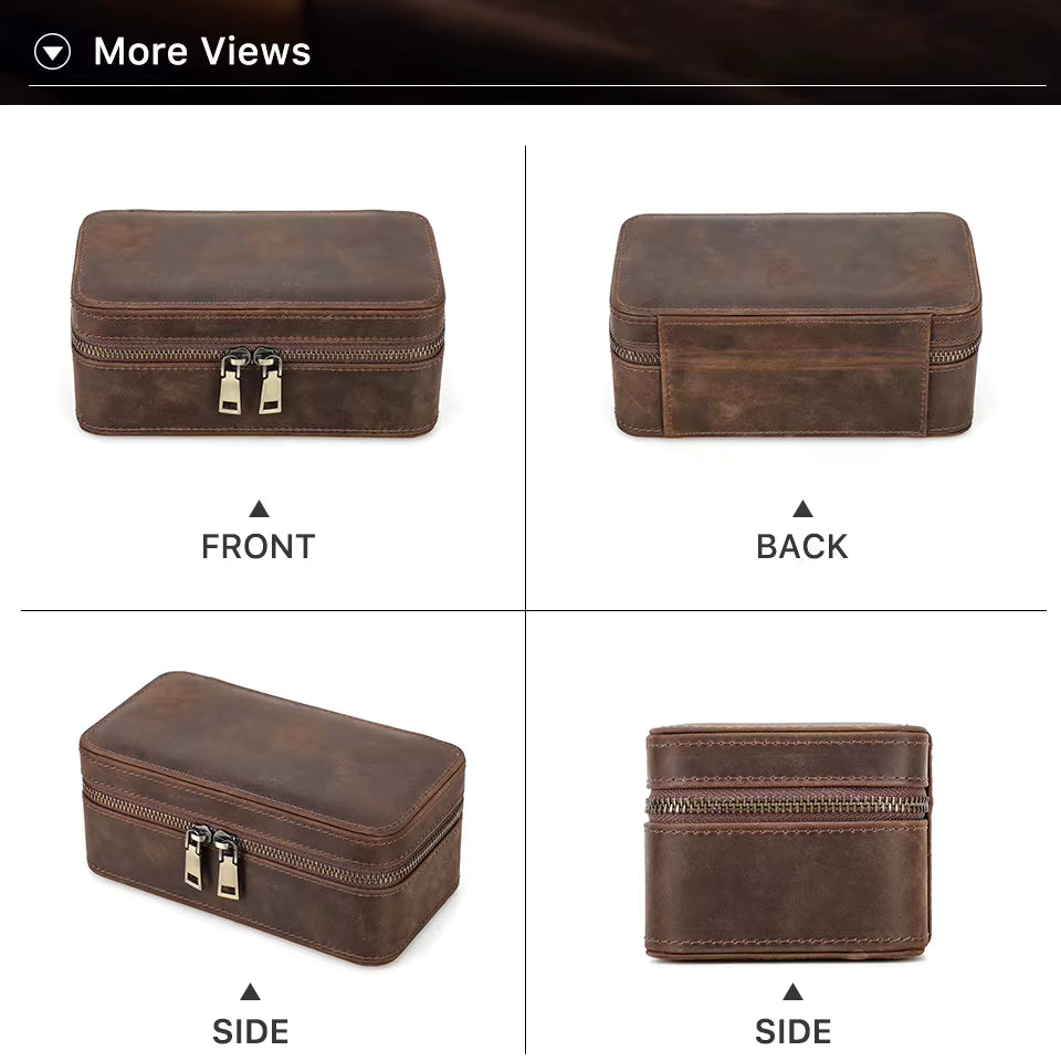 Unisex Brown Leather Travel Watch Case