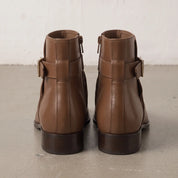 Men's Brown Plain-Toe Leather Ankle Boots — Naughton