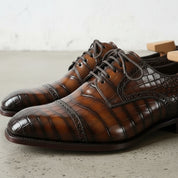 Handcrafted Brown Calf Leather Square Toe Dress Shoes