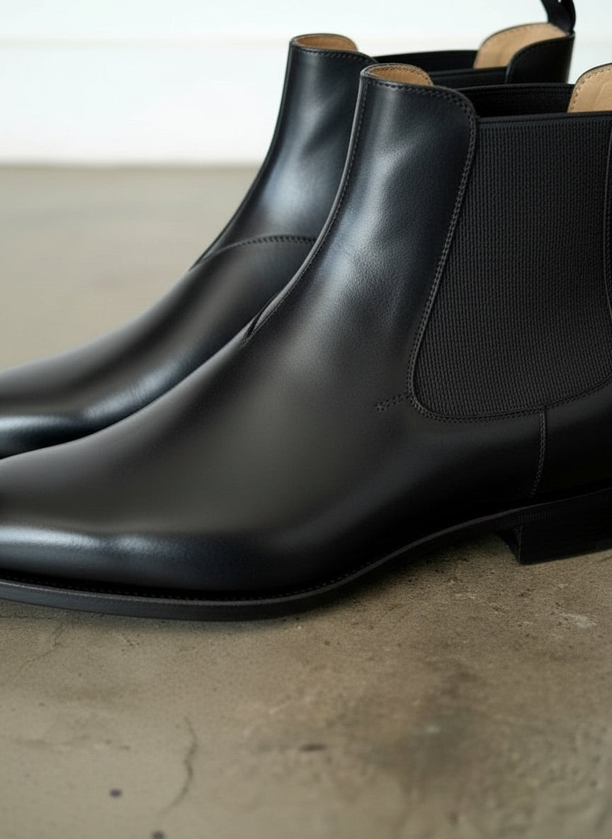 Handmade Black Leather Chelsea Boots