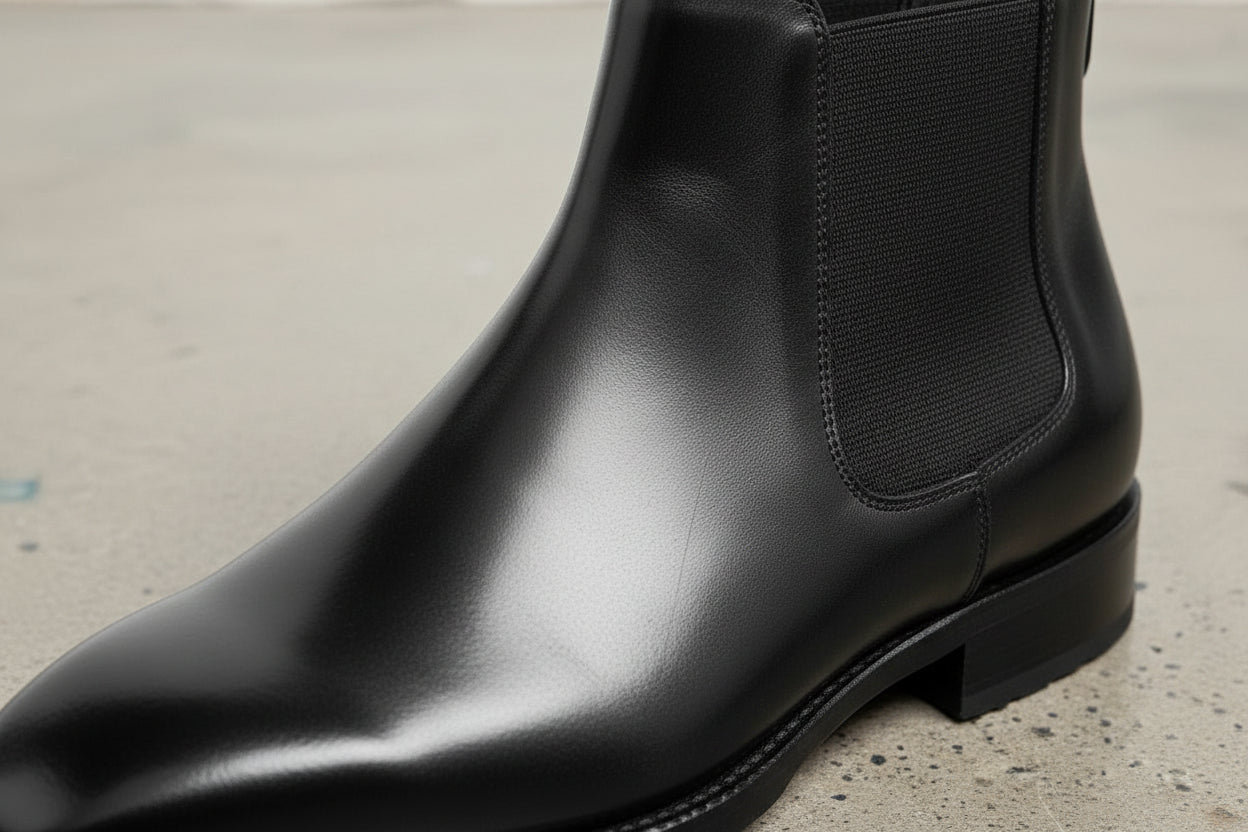 Handcrafted Black Leather Chelsea Boots for Men