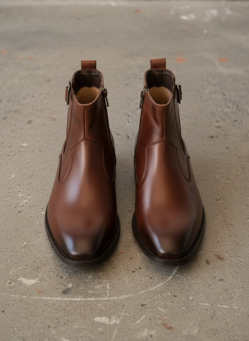 Handmade Leather Side Zip Chelsea Boots