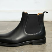 Handcrafted Black Leather Chelsea Boots for Men