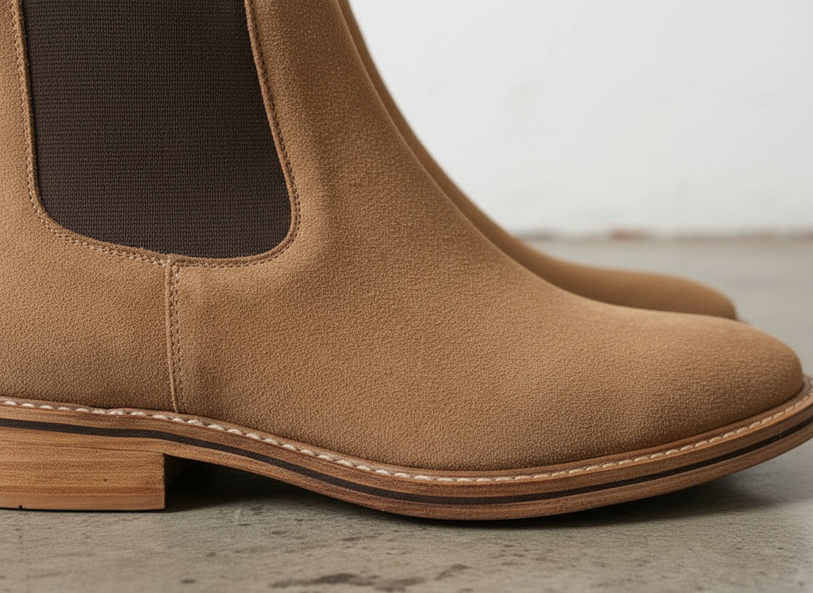 Handmade Men's Full Grain Suede Chelsea Boots