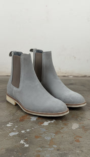 Men's Light Gray Suede Chelsea Boots