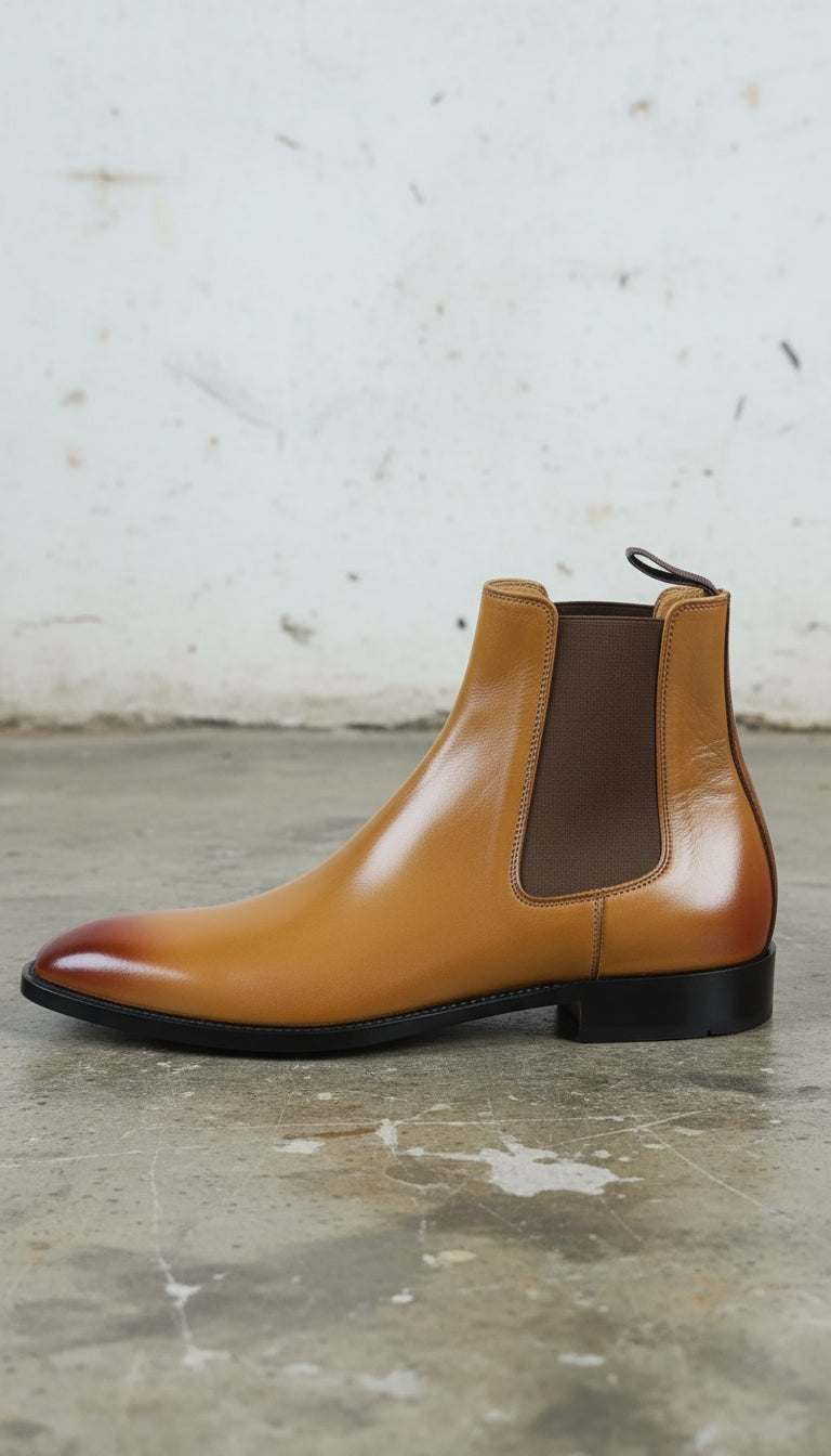 Handmade Mens Brown Chelsea Leather Boot, Mens Leather Boot, Men Ankle Boot