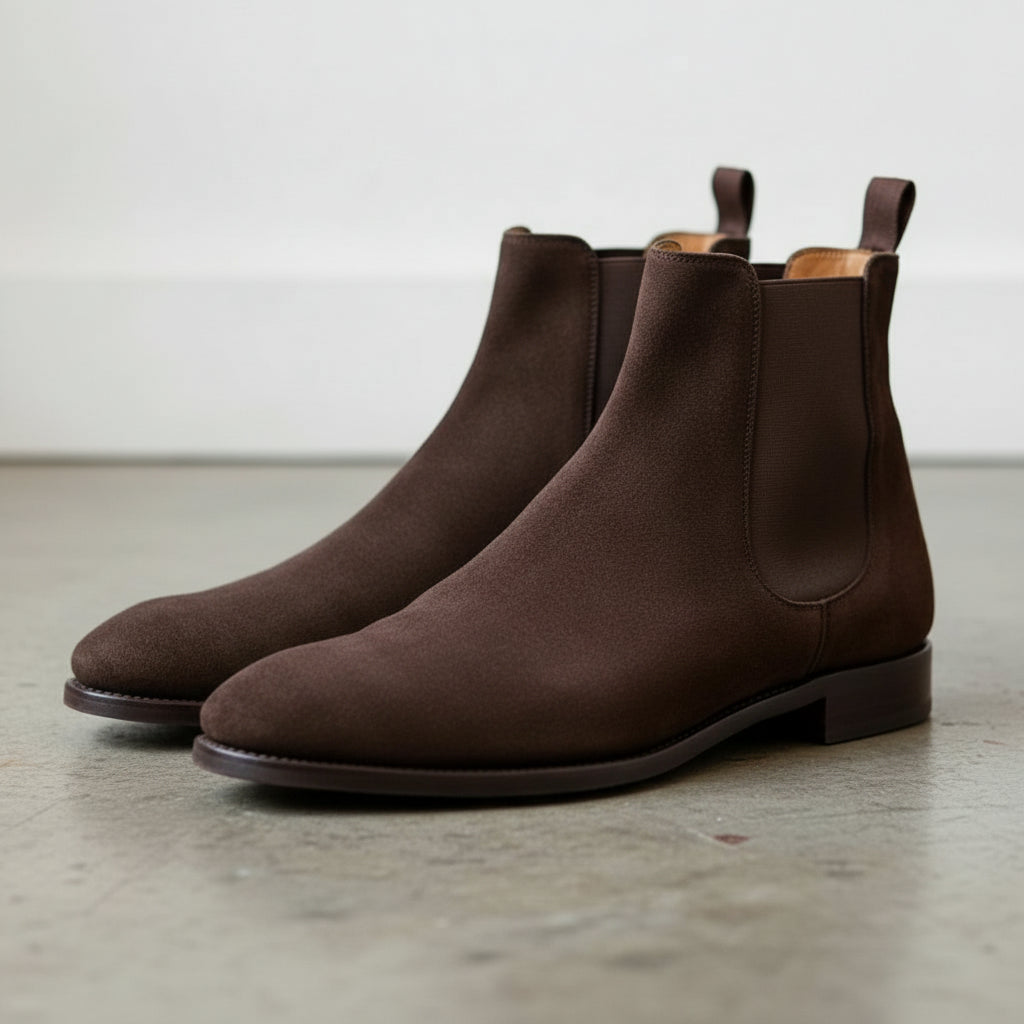 Handmade Men Brown Suede Chelsea Boots, Mens Suede Ankle Boots, Mens Boots