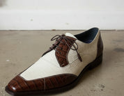 Handmade Men's Two Tone Crocodile Spectator Shoes