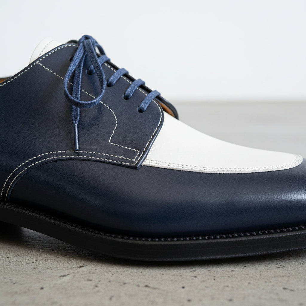 Handmade Spectator Men's Two Tone Formal Dress Shoes.