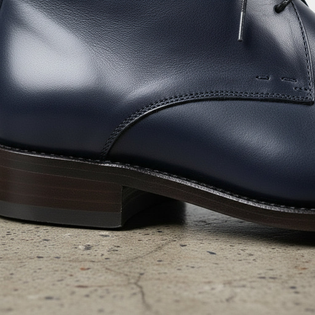 Handmade Men's Navy Blue Chukka Ankle Boots