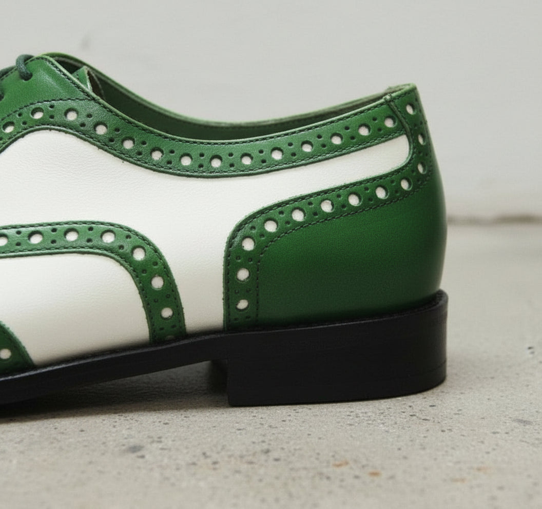 Handcrafted Men's Two-tone Wingtip Brogue Dress Shoes
