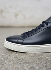 Men's Leather Navy Plain-Toe Sneaker