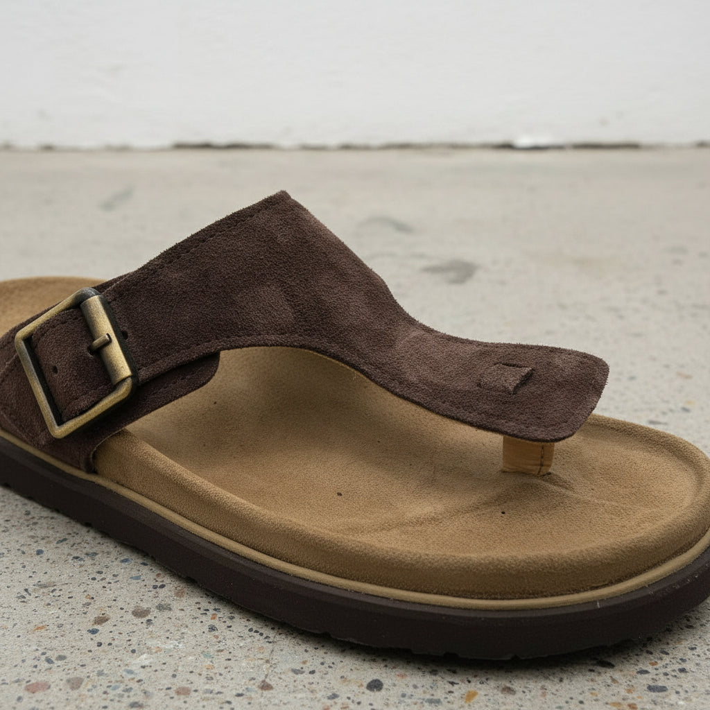 Unisex Dark Brown Suede Thong Sandals