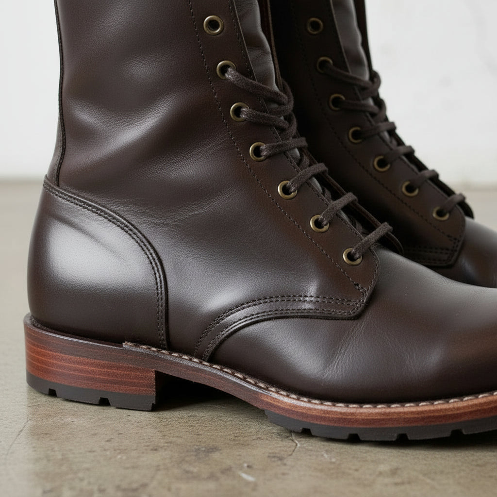 Handcrafted Men's  Leather Lace-Up Ankle Combat Boots